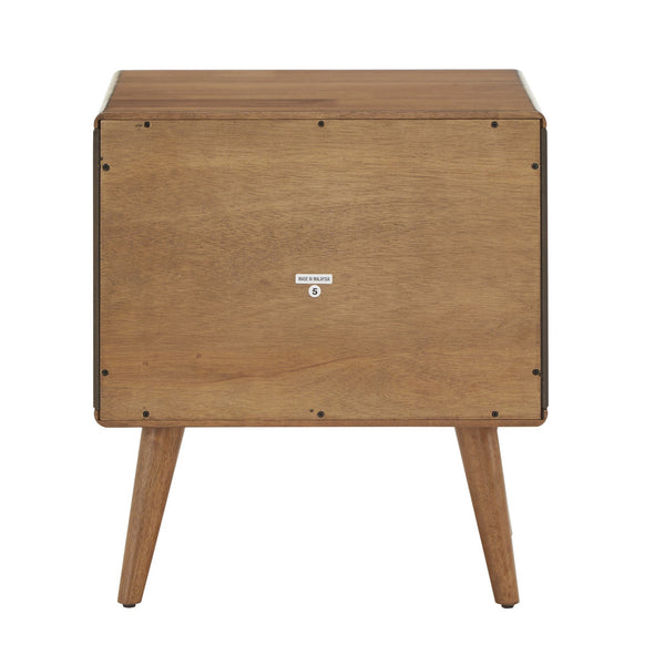Camryn Mid-century Rubberwood Nightstand with Two Drawers for Bedroom