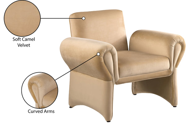 Fleurette Camel Velvet Accent Chair 409Camel Meridian Furniture
