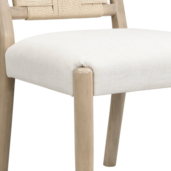 English Elm Christopher Knight Home® - Upholstered dining chair with woven rope backrest set of 2 - elegant curved weave, sturdy rubberwood frame and easy assembly Beige,Natural Ash N771P361494A