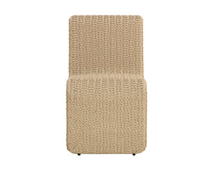 Sunpan Edessa Dining Chair - Modern Armless Design with Twisted Wicker and Aluminum Frame for Stylish Dining Natural