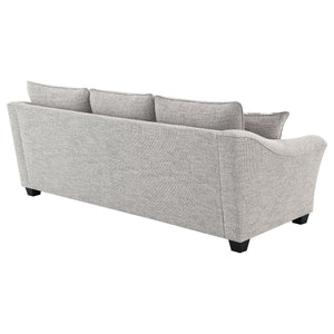 English Elm Mingle Textured Light Grey Bouclé Sofa with Flared Arms, Boxed Cushions & Tall Tapered Legs B062P342728
