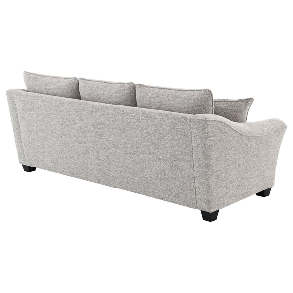 English Elm Mingle Textured Light Grey Bouclé Sofa with Flared Arms, Boxed Cushions & Tall Tapered Legs B062P342728