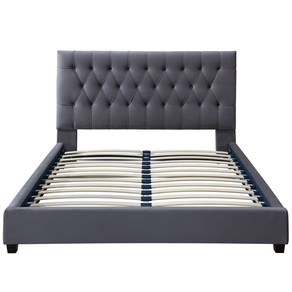 English Elm Ashcroft Furniture - Bailey Dark Grey Velvet King Bed - Luxurious Mid-Century Modern Design With Plush Support & Style! B183S00144