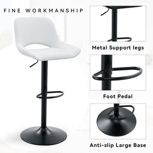 English Elm Set of 2 Pu Leather Barstools with Gold Footrest Curved Back for Kitchen Island White+Black W1151P383774