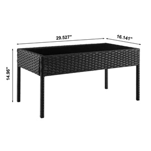 English Elm Noli Outdoor 4-Piece Conversation Set with Removable Washable Cushions and Tempered Glass Table Black+Grey B365P398247