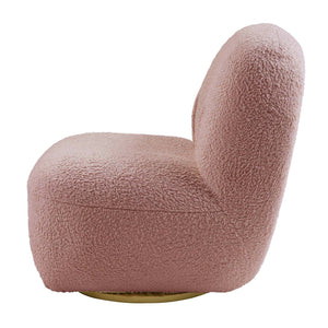 English Elm Pink Swivel Accent Chair with Teddy Sherpa Upholstery, 360° Swivel, Plush Foam Seat & Modern Flair B062P186524
