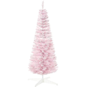 English Elm Snow Flocked Pink Pencil Artificial Christmas Tree for Entryway or Bedroom Corner T3971P414474
