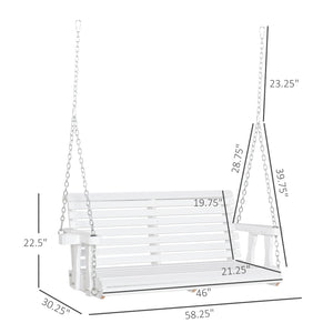 English Elm Porch Swing Solid Fir Wood Two Seat Slatted Design with Built in Cupholders T3971P388172