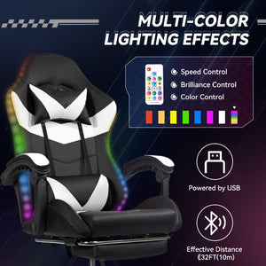 English Elm Gaming Chair Black-White - Ergonomic Design With Custom Rgb Lighting, Synced Armrests & Durable Base T3950P374484