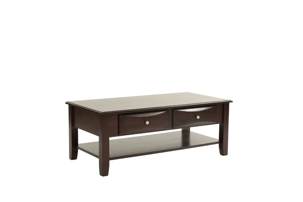 English Elm Classic Modern wooden coffee table with Ogumi veneer top, drawers & lower shelf for stylish storage Antique Black,Espresso 28 L x 10 W x 51 H B011P395606