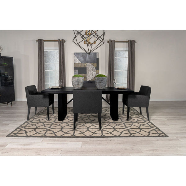 English Elm Houston 5-Piece Dining Set: Modern Charcoal Grey & Black Table With Plush Armchairs For Elegance B062S01228
