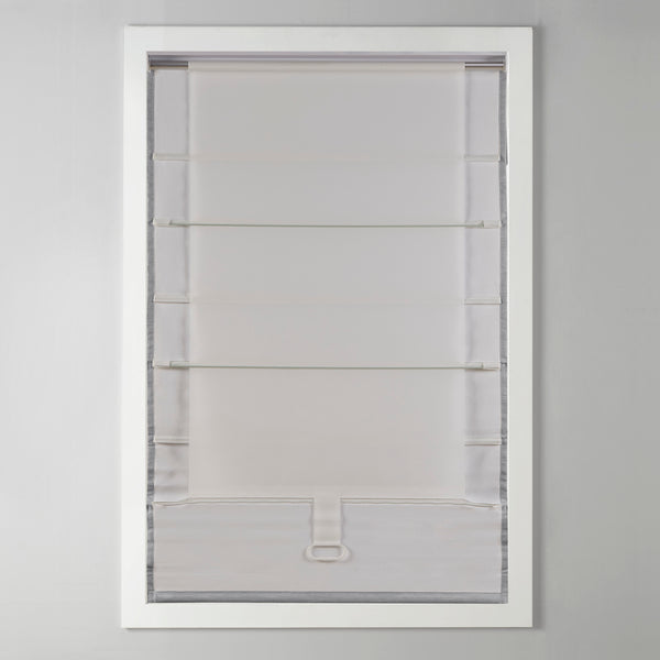 JLA Home Madison Park - Basketweave Cordless Room Darkening Roman Shade with Thermal Foam Backing for Privacy & Energy Savings Grey MP40-6554