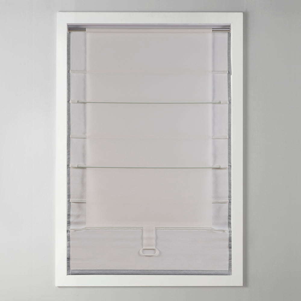 JLA Home Madison Park - Basketweave Cordless Room Darkening Roman Shade with Thermal Foam Backing for Energy Efficiency Grey MP40-7749