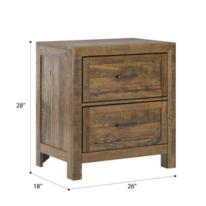 English Elm Wallace & Bay - Brown 2-Drawer Nightstand - Rustic Solid Wood With Caramel Finish For Cozy Bedroom Storage B2709P212338-GIGA