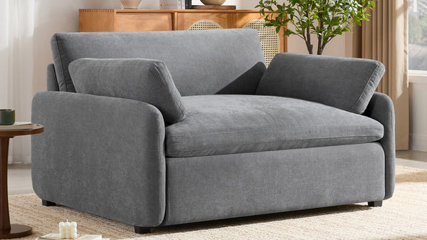 English Elm 50*43" Oversized Chenille Armchair Deep Lounge Seat Modern Minimalist Living Room Chair Gray N723S5042R