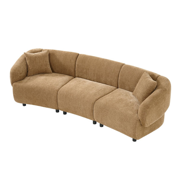 English Elm Christopher Knight Home® - 98.5" Curved Contemporary 3-Seater Sofa with Boucle Upholstery, Plush Foam Comfort and Solid Wood Frame Mocha N767P333660M