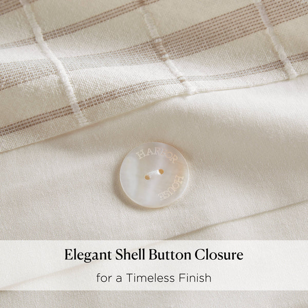 JLA Home Harbor House Blue - 6 Cotton Jacquard Oversized Comforter Set with Hypoallergenic Fill, Ivory Blue Stripes, OEKO‑TEX Certified 96 L x 110 W x 1.5H HH10-1989