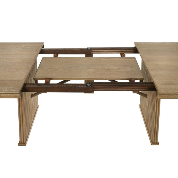 English Elm Distressed Oak Veneer Extension Dining Set with Sideboard Seats Eight in Farmhouse Style B062S01841