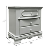 English Elm Grey 3-Drawer Nightstand