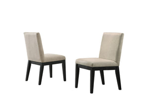 English Elm Jacopo Round Pedestal Dining Set Seats Six with Natural Wood Grain and Black Chairs B2749S00291