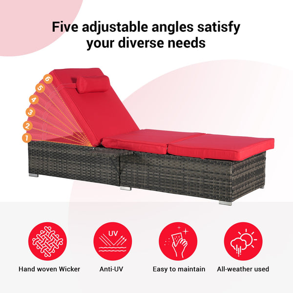 English Elm Outdoor Chaise Lounge Set Of 2 - Adjustable Rattan Recliners With Cushions For Poolside Relaxation W874P266309