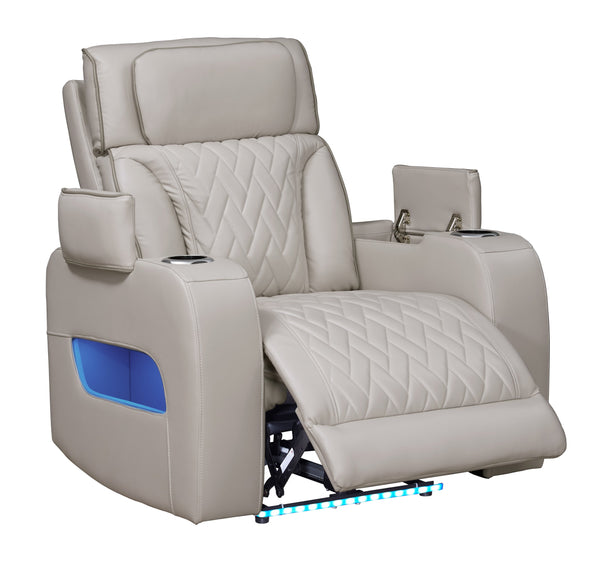 English Elm Jazz Power Recliner with LED Lighting, USB-A & USB-C, Adjustable Headrest, Leather Aire, Cupholder & Hidden Storage B061P361345