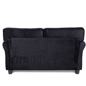 English Elm 57" Corduroy Two Seater Sofa Removable Cushions Solid Wood Frame Compact Living Room Black W2715P433633