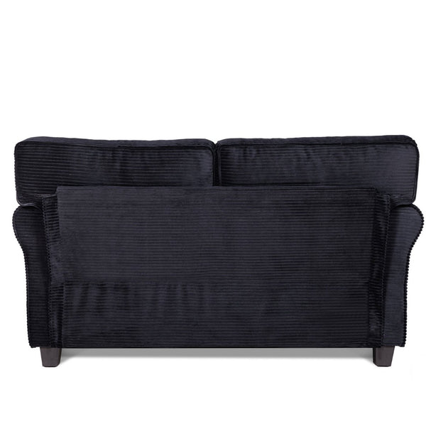 English Elm 57" Corduroy Two Seater Sofa Removable Cushions Solid Wood Frame Compact Living Room Black W2715P433633