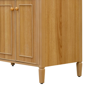 English Elm 36" Modern Bathroom Vanity with Ceramic Sink, Solid Rubber Wood & MDF, Flip Drawer, Soft-Close Doors N725P350825N