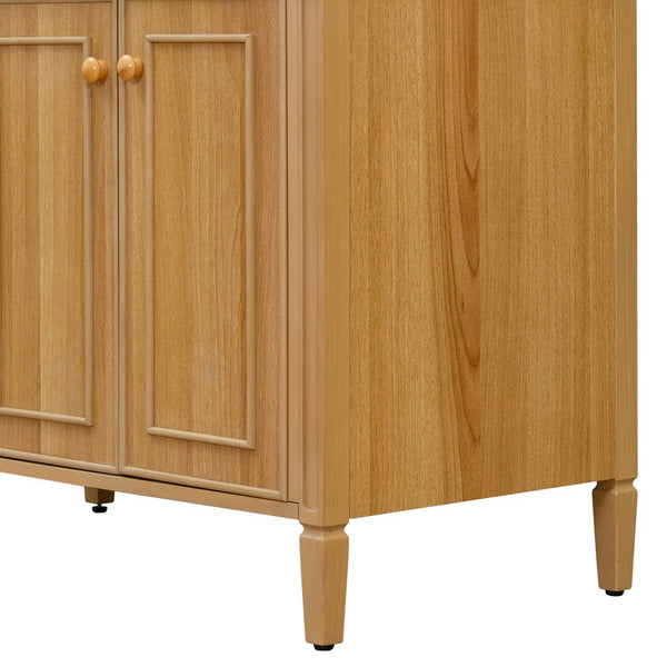 English Elm 36" Modern Bathroom Vanity with Ceramic Sink, Solid Rubber Wood & MDF, Flip Drawer, Soft-Close Doors N725P350825N