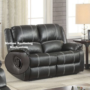 English Elm Zuriel Synthetic Leather Recliner Loveseat with Pocket Springs, Pillow-Top Arms & Smooth Latch Recline Black 56 L x 31 W x 26 H B2726P253079