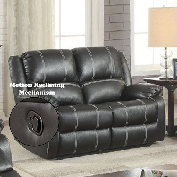 English Elm Zuriel Synthetic Leather Recliner Loveseat with Pocket Springs, Pillow-Top Arms & Smooth Latch Recline Black 56 L x 31 W x 26 H B2726P253079