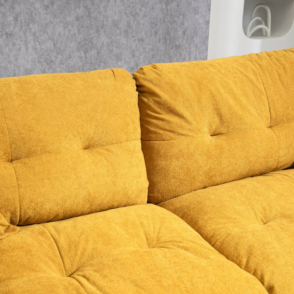 English Elm 84" Chenille Sofa Loveseat with Memory Foam & Pocket Springs, Plush Dual-Layer Comfort, Sturdy Frame Yellow W676S00012
