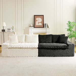 English Elm Luxury Color-Block Turtle Velvet Sofa - Modular Design For Stylish Living Spaces, Comfort For All! W3371S00045