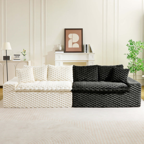 English Elm Luxury Color-Block Turtle Velvet Sofa - Modular Design For Stylish Living Spaces, Comfort For All! W3371S00045