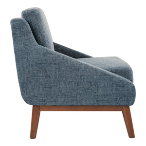 OSP Home Furnishings Mid-century Open Arm Club Chair with Solid Wood Legs and Plush Fiber Seat Cushions Navy SL4411R-MC3