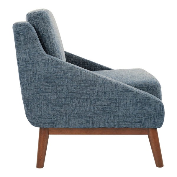 OSP Home Furnishings Mid-century Open Arm Club Chair with Solid Wood Legs and Plush Fiber Seat Cushions Navy SL4411R-MC3