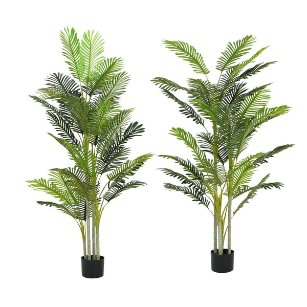 English Elm Christopher Knight Home® - 78.5" Artificial Palm Tree Set of 2 with Black Plastic Pots, Lifelike Feathered Fronds, No Assembly N772P286757G