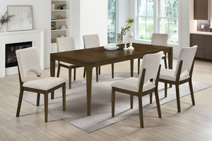 English Elm Modern Upholstered Dining Side Chairs Set of 2 Beige Fabric Contoured Support Seating B011P490004