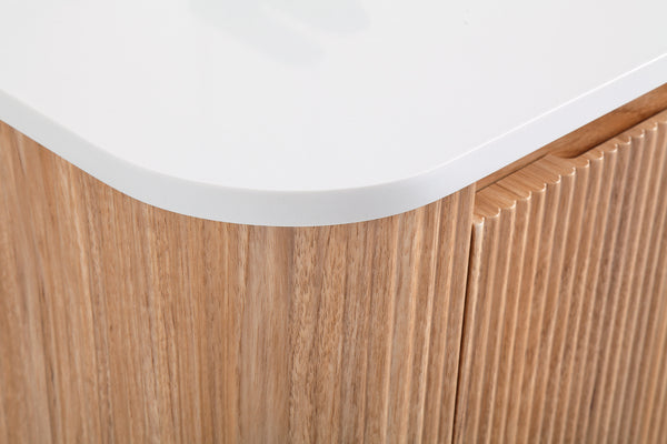 English Elm Arcora 30 Inch Wall Mounted Bathroom Vanity With Curved Sink, Wave Texture, Soft-Close Drawers & More W3235P336177