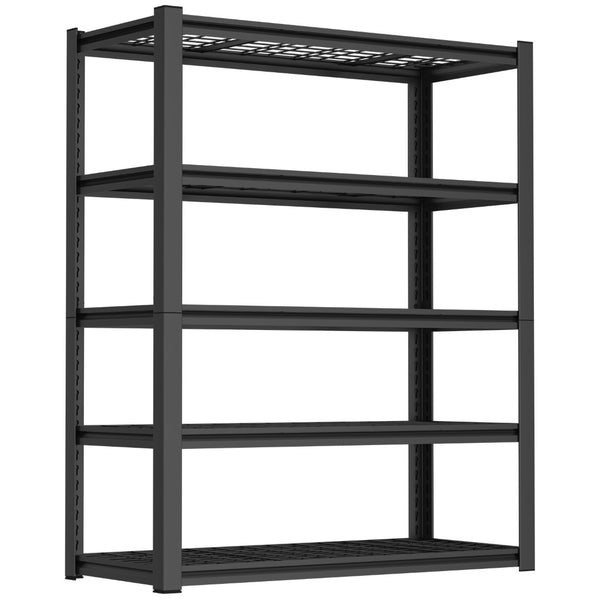 English Elm 59" Wide Black Metal Shelving Unit with Removable Dividers for Garage or Office T3625P455778