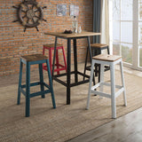 English Elm Natural and Red Armless Bar Stool With Crossbar Support