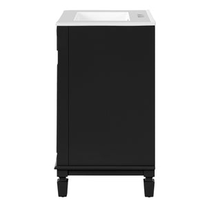 English Elm 24'' Bathroom Vanity with Sink - Solid Wood Frame, Glossy Ceramic Basin, Soft-Close Doors & Ample Storage Elegant Modern Design, Durable MDF Construction, Retro Metal Handles, Compact 24-inch Cabinet Black N710P317675B