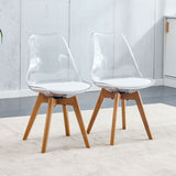 English Elm Modern Chairs Can Rotate 360 Degrees. The Backrest Is Made Of Pet Material, The Seat Cushion Is Made Of Pu Material, and The Support Legs Are Made Of Oak. (Set Of 4)