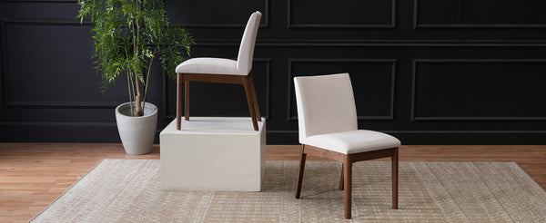 English Elm Set of 2 Upholstered Dining Chairs Rubberwood Legs Minimalist Modern Seating N759P288155K