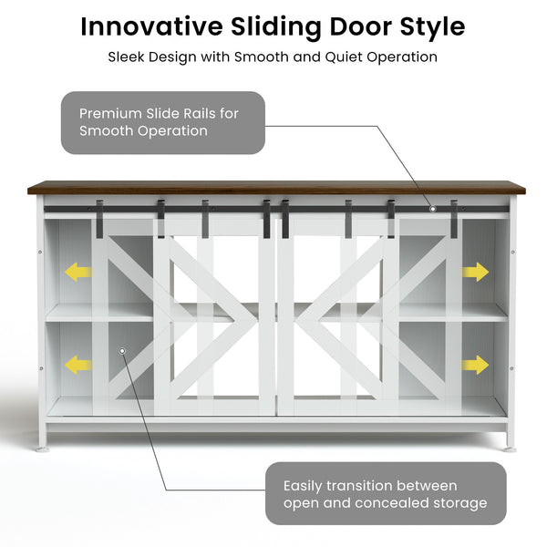English Elm Metal Aquarium Stand with Cabinet for 80 Gallon Tank, White Storage Shelves, 1000LB Top Load Capacity, Durable Steel Frame, 58.9"L x 19.7"W x 32.6"H W1162P206000