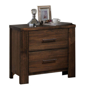 English Elm Oak 2-Drawer Nightstand with Dovetail Joints, Antique Brass Hardware, Spacious Oak Finish Storage — Nightstand for Bedroom Elegance and Durability B062P189074