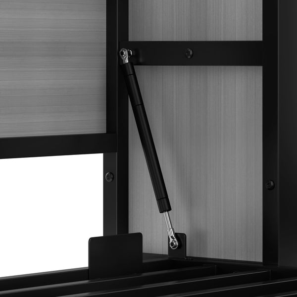 English Elm Twin Twin Murphy Bed with Metal Frame, Foldable 2-in-1 Space-Saving Design, Built-In Wardrobe, Shelves, Power Outlets and Durable Storage Solution Gray W1580S00148