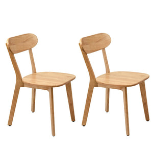 English Elm Solid Natural Wood Mid-century Dining Chairs Curved Back Upholstered Seat Set of 2 W3204P429362