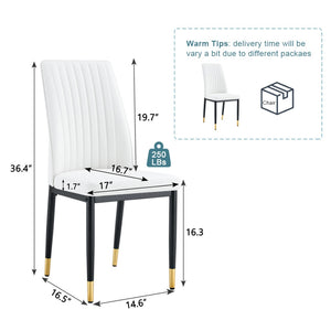 English Elm Modern High Back Pu Leather Dining Chairs with Chrome Legs for Kitchen Nook W3493P421598